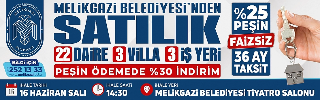MELİKGAZİ BELEDİYESİ'NDEN SATILIK VİLLA