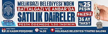 Melikgazi Belediyesi'nden Battalgazi ve Anbar'da satılık daireler