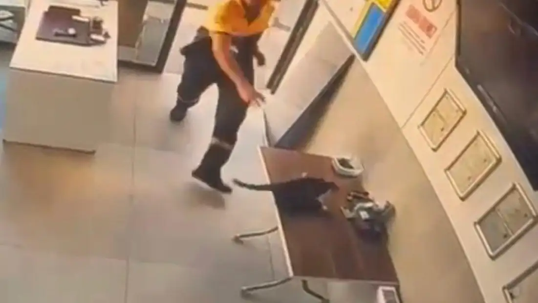 Akaryakıt istasyonunda karga kurtarma operasyonu..