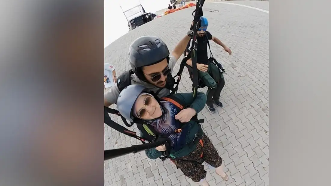 Ali Dağı’nda ezber bozan görüntüler! 77 yaşındaki Türkan teyze uçtu