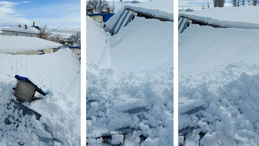 Besi ahırının çatısı çöktü