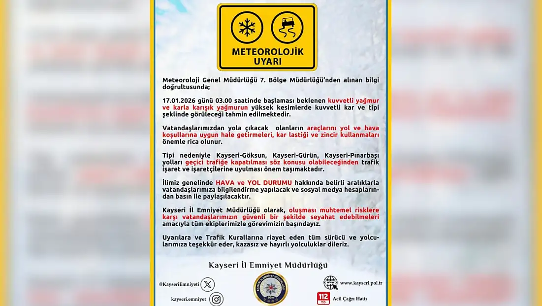 Gece 3'te başlayacak... Emniyet bakın hangi yollar için uyardı!