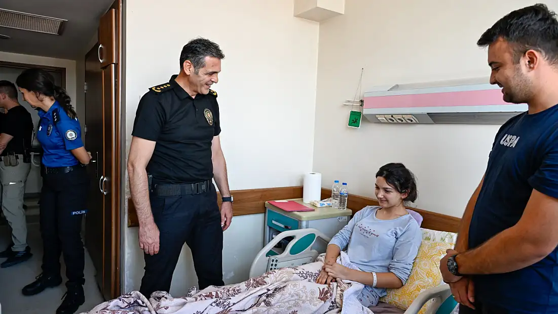 İl Müdürü Aydın, tedavi gören polis memurunu ziyaret etti