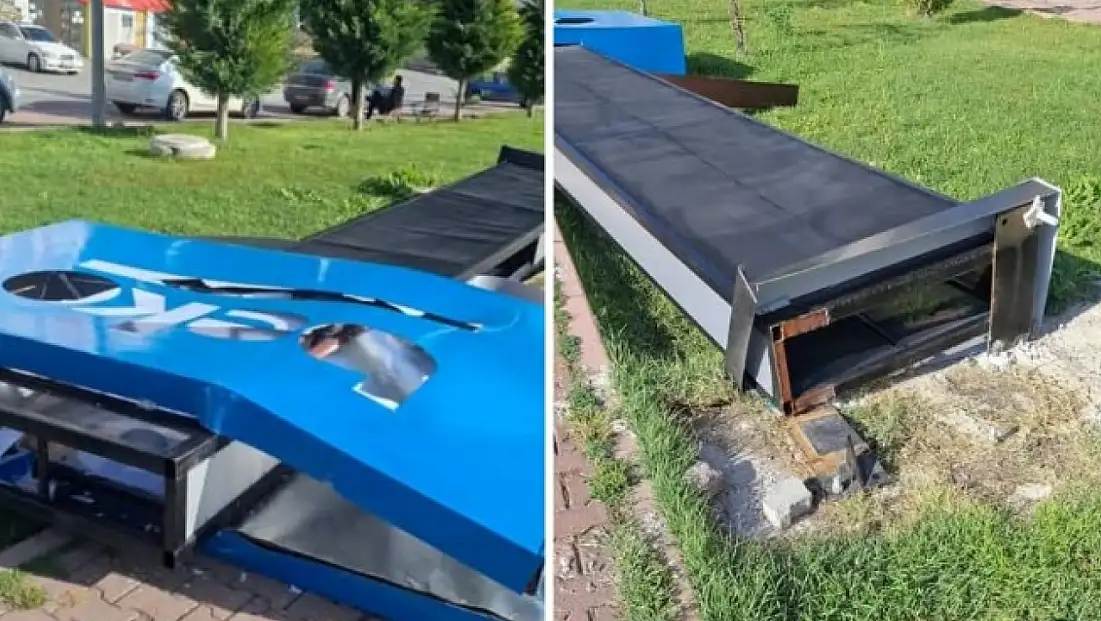 Kayseri’de kuvvetli rüzgâr reklam panosunu devirdi!