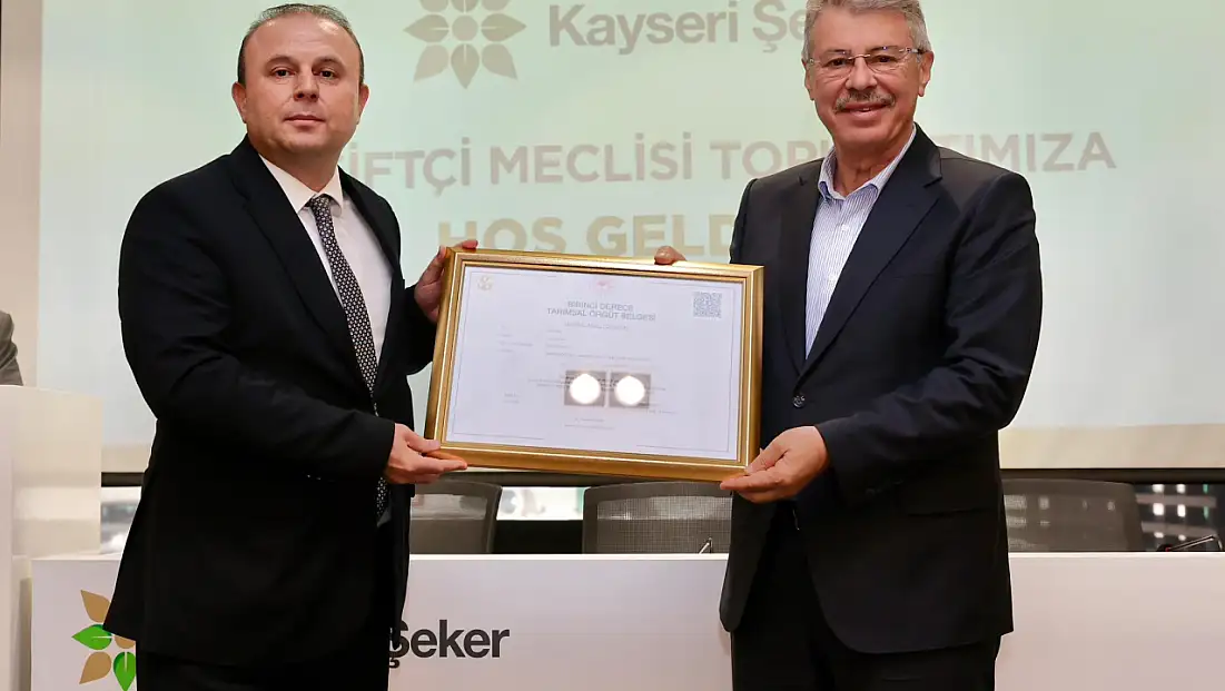 Kayseri Pancar Ekicileri Kooperatifi'ne altın değerinde belge