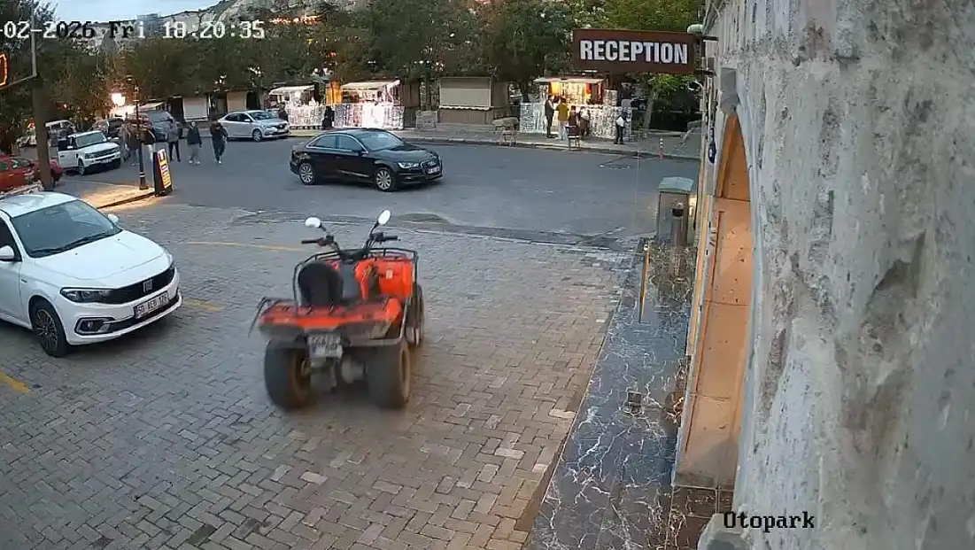 Nevşehir'de park halindeki ATV, bir anda hareket etti
