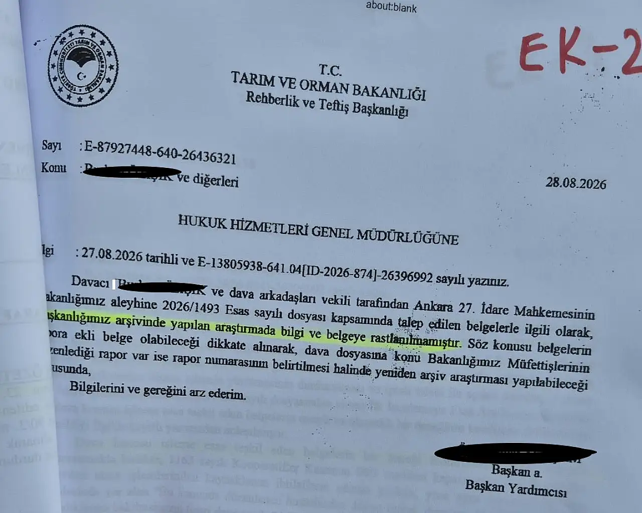 Tarım Bakanlığı'ndan Mahkeme'ye Hüseyin Akay'ı şok edici yanıt!