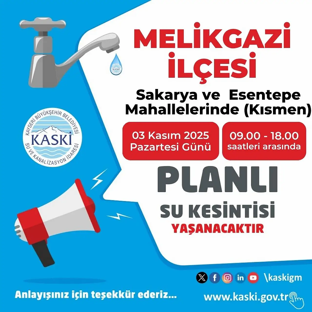 O ilçede yaşayanlar dikkat: 9 saat sular kesilecek