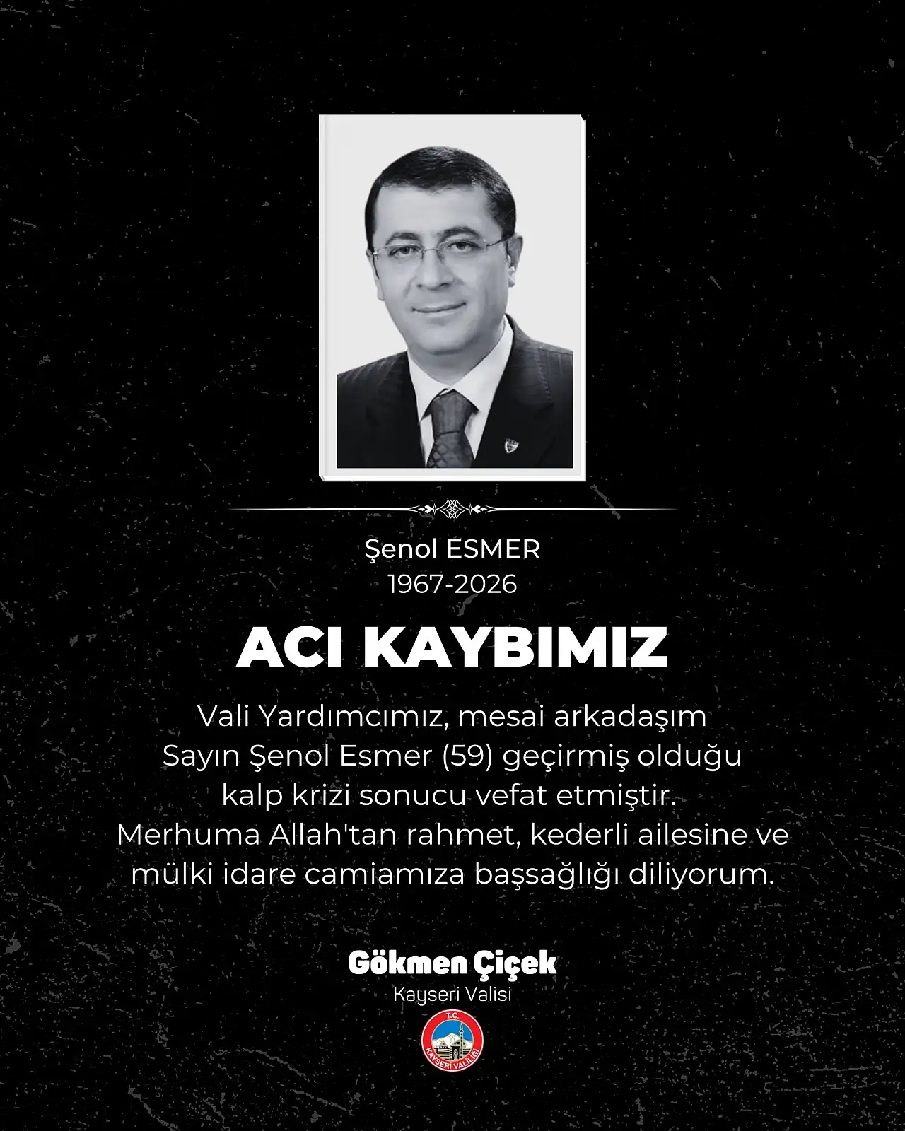Vali yardımcısının ani vefatından sonra Vali'den ilk açıklama