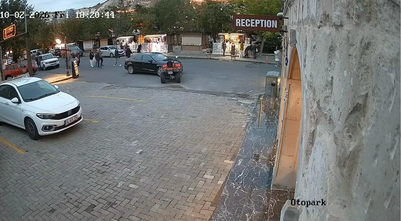 Nevşehir'de park halindeki ATV, bir anda hareket etti