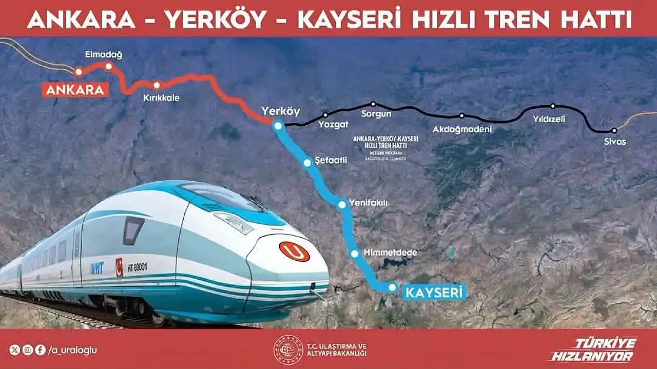 Kayseri'de yıllık 5,5 milyon yolcu ve 3 milyon ton yük taşıyacak proje