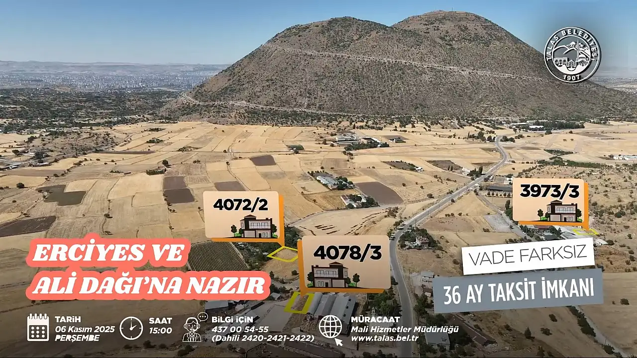 Kayseri'de vade farksız 36 aya kadar taksitle villa parselleri satılıyor