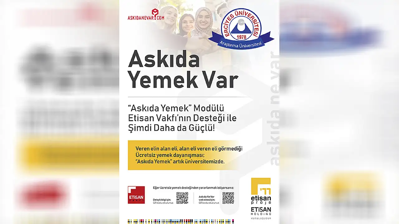 Kayseri'de 'Askıda yemek' uygulaması başladı! Bu kodu okutan ücretsiz yemekten yararlanacak