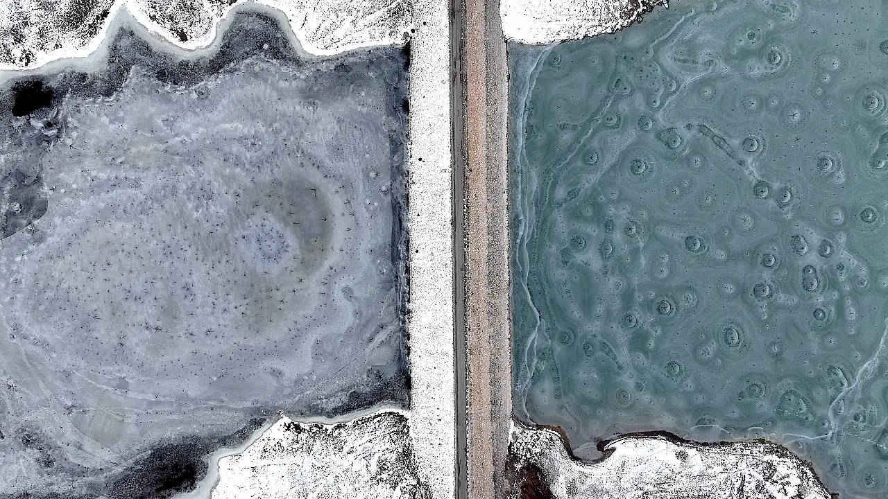 Bu görüntüler Kayseri'den: Gümüşören Barajı'nda göz bebeklerini andıran buzlar oluştu