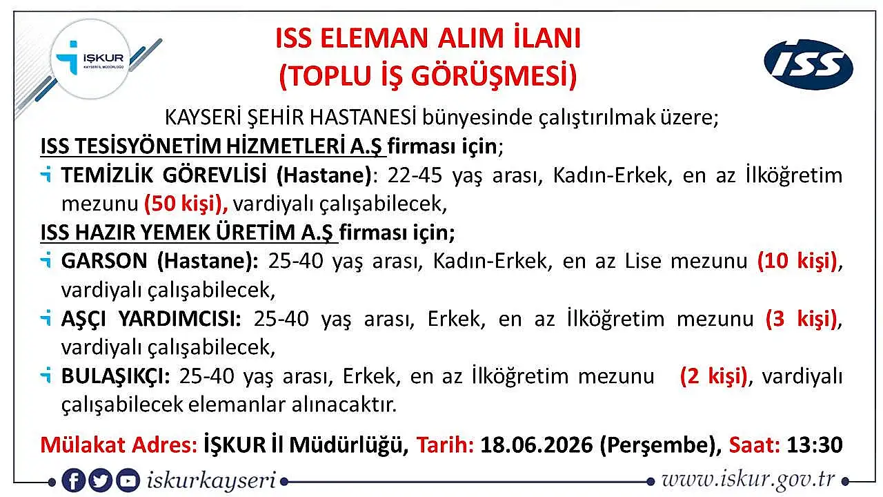 İş arayanlar dikkat! Kayseri Şehir Hastanesi personel alacak