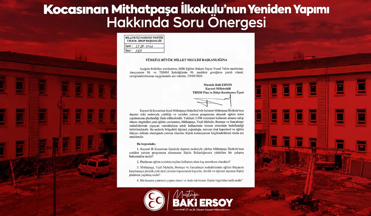 Kayseri'de yıkılan okul için gözler Bakanlıkta!