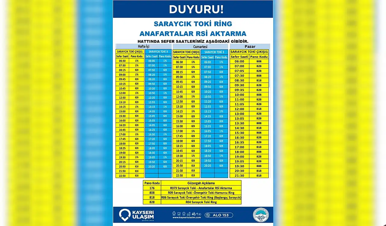 Dikkat! 4 hatta sefer saatleri güncellendi