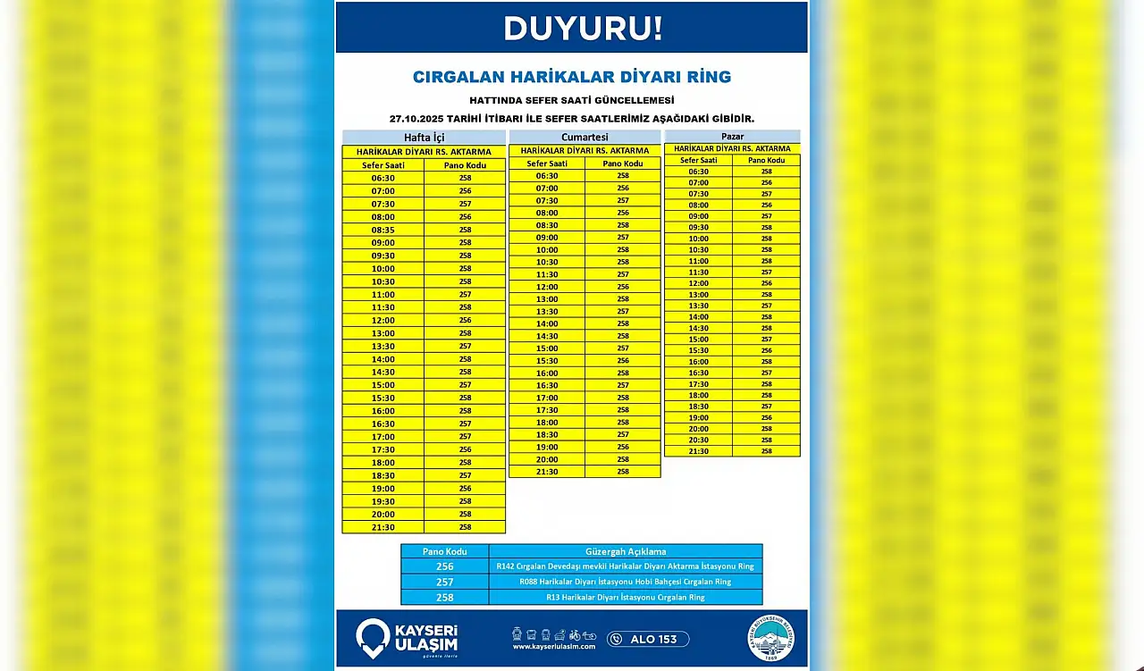 Dikkat! 4 hatta sefer saatleri güncellendi