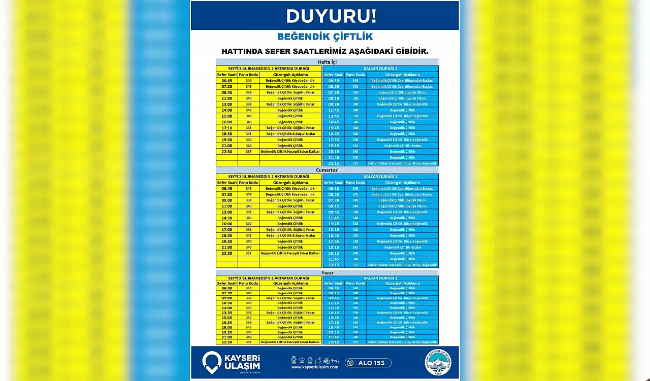 Dikkat! 4 hatta sefer saatleri güncellendi