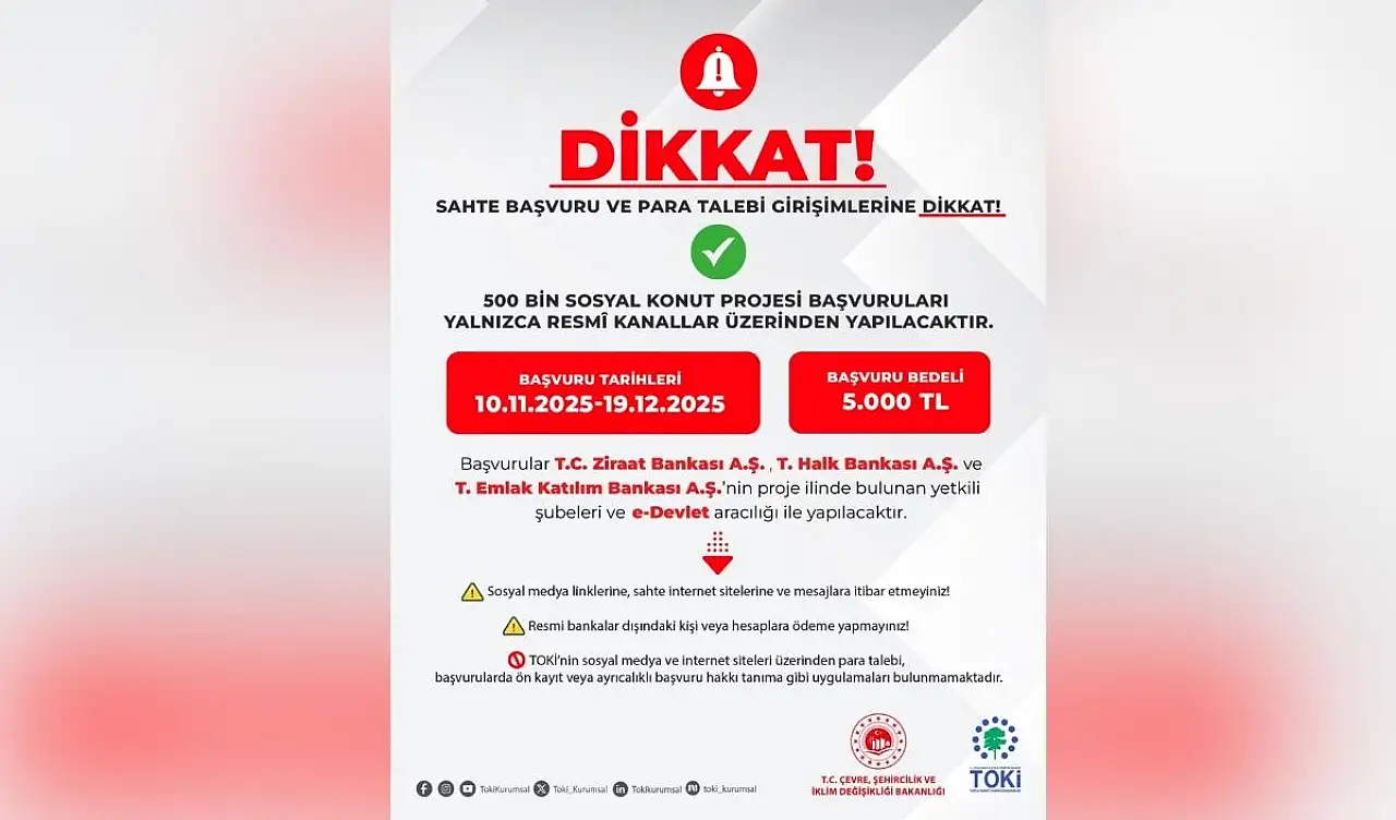 TOKİ'den kritik uyarı: Sahte linklere inanmayın