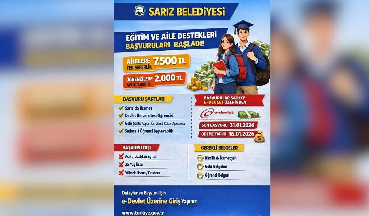 Belediyeden 7 bin 500 TL'lik destek! Kimlere verilecek?