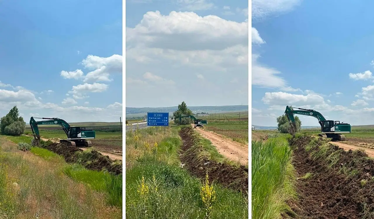 Kayseri'de kuvvetli yağış sonrası dere taştı!