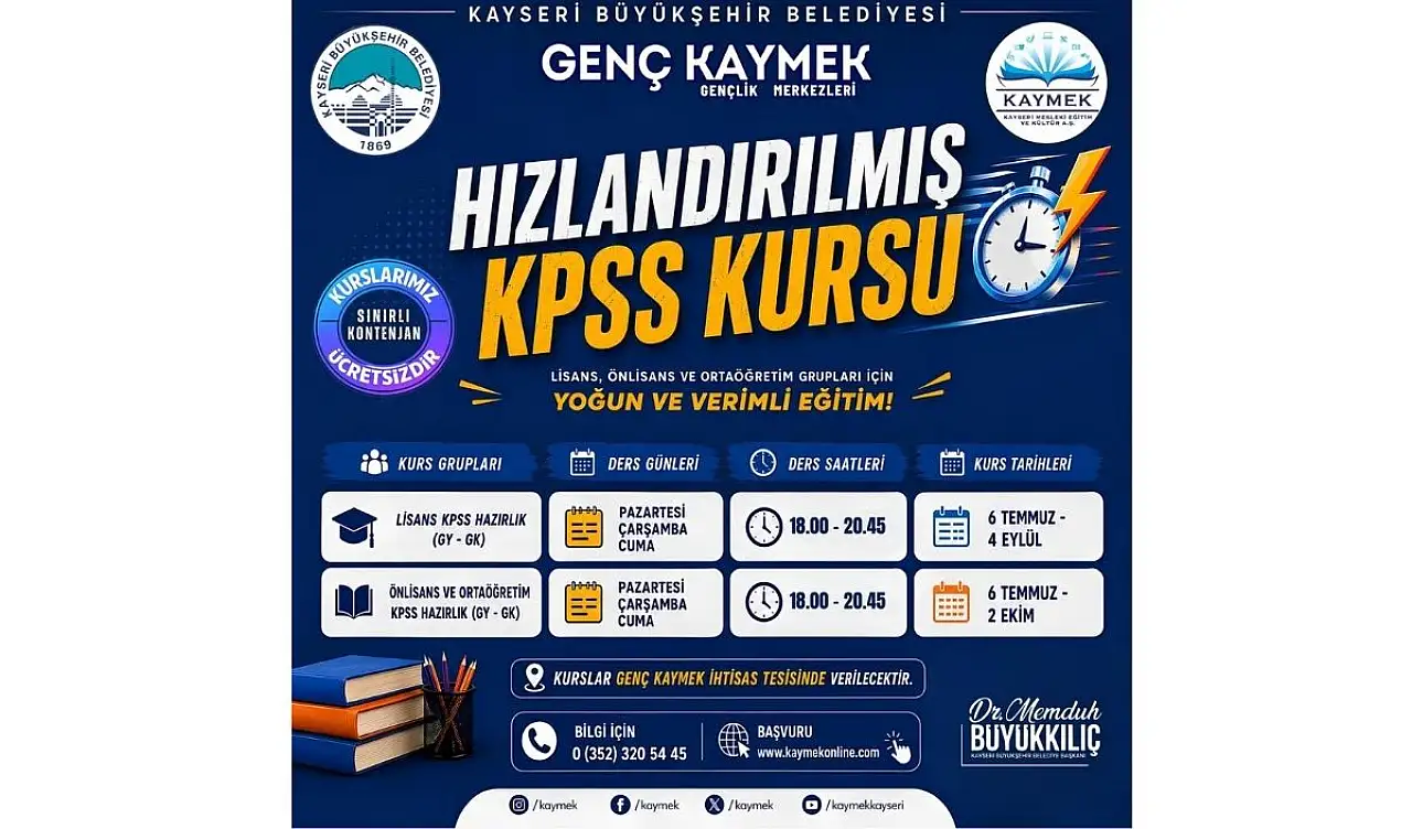 Kayseri'de beklenen KPSS kursları başlayacak!