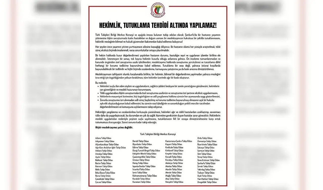 Kayseri Tabip Odası da imzaladı: Hekimlerin gündemindeki açıklama