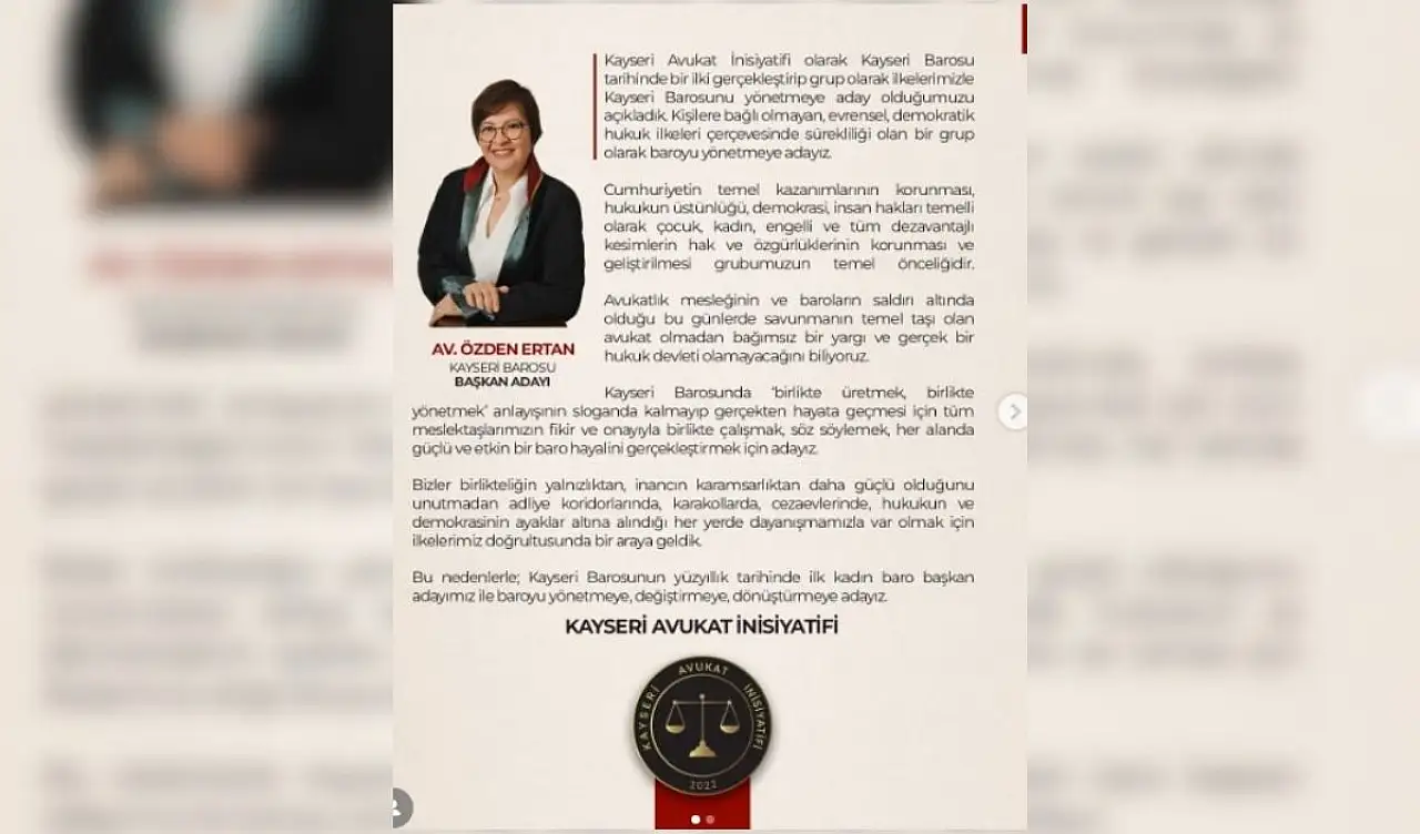 Kayseri Barosu'nda başkanlık yarışı: Tarihinde ilk kez kadın aday