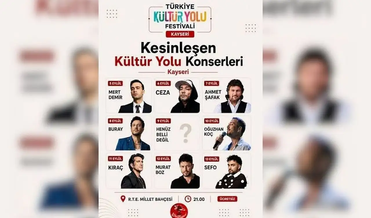 Kayseri'de yıldızlar geçidi: Ünlü isimler ücretsiz festival için gelecek!