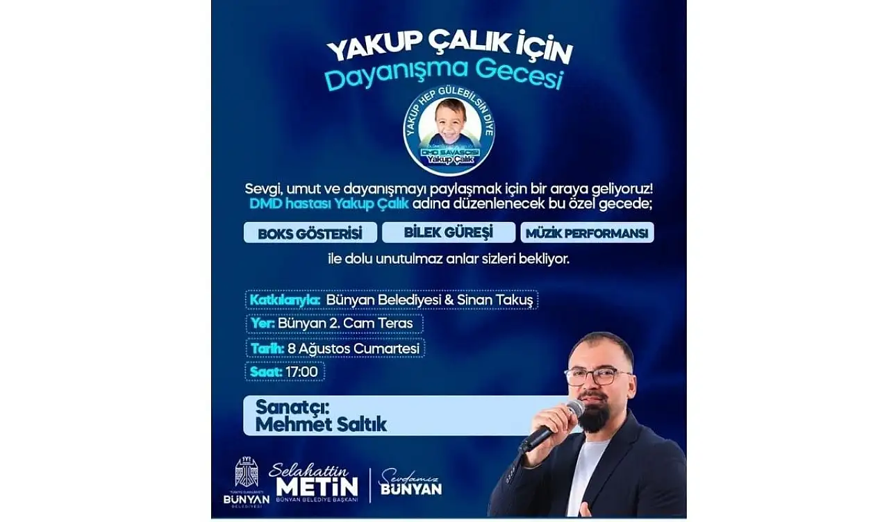 Kayseri'de umut gecesi! Cam Teras' ta düzenlenecek