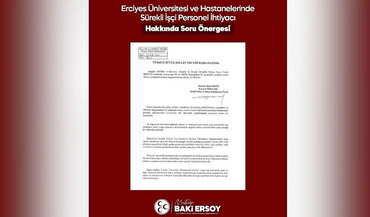 ERÜ Hastaneleri'ndeki personel açığı TBMM gündeminde