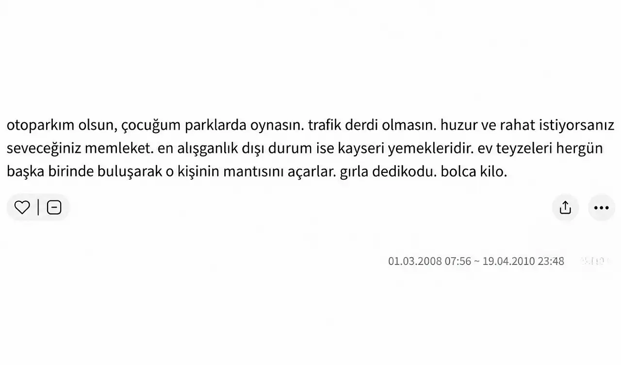 Ekşi Sözlük'te Kayseri başlığına yazılanlar gülümsetti