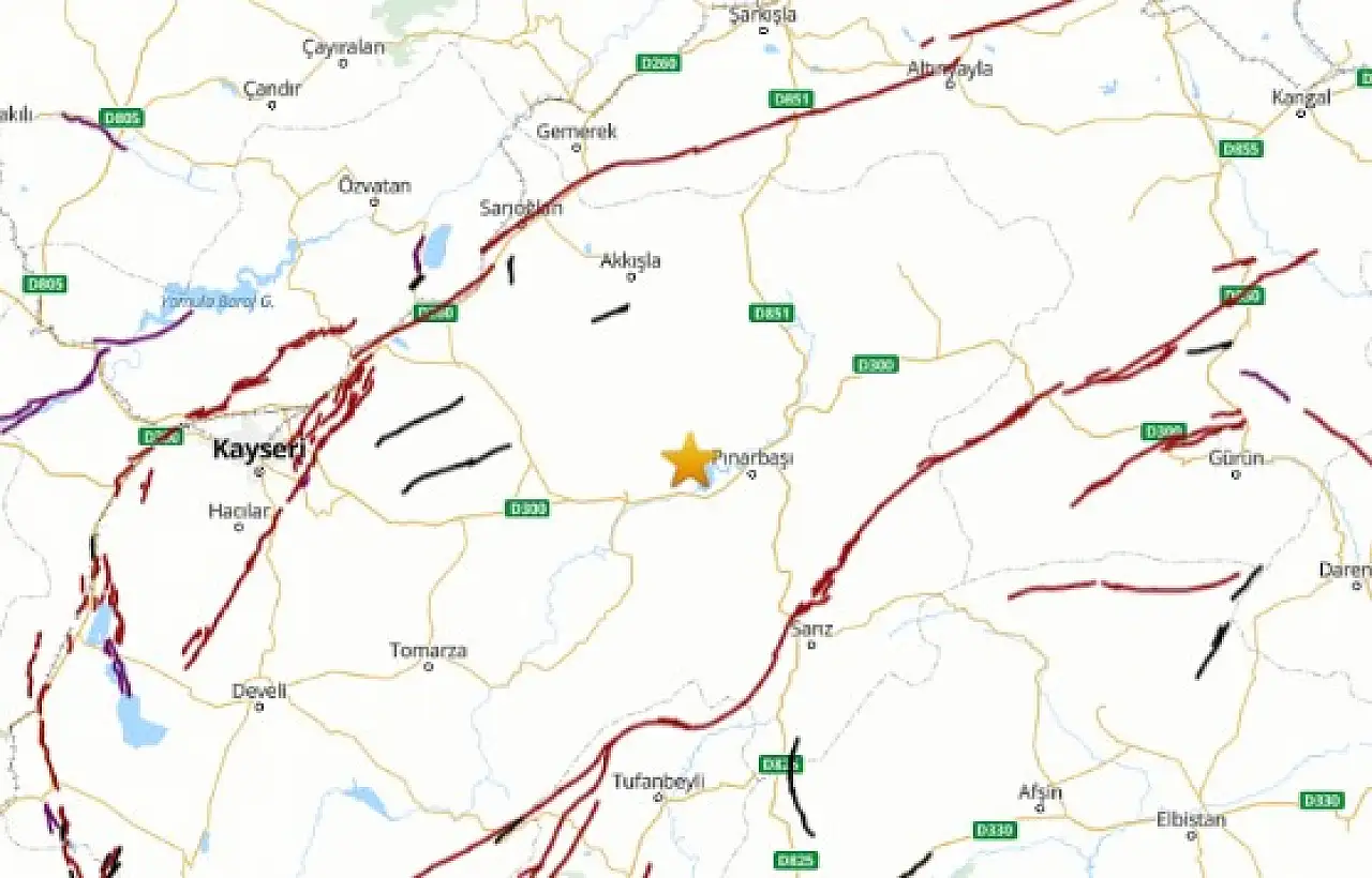 Kayseri merkeze 68 km uzaklıkta deprem!