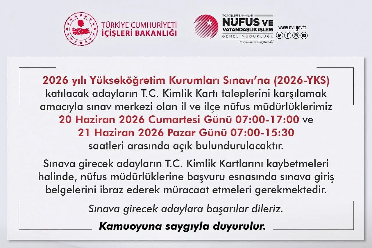 YKS öncesi kimlik kartı duyurusu!