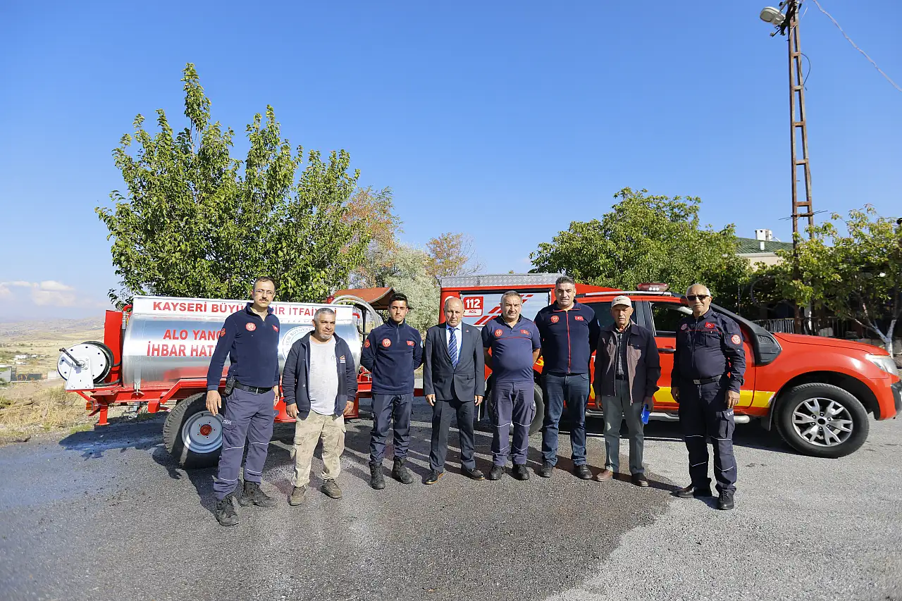 Kayseri'de iki mahalleye yangın desteği! İtfaiye gelene kadar kullanılacak