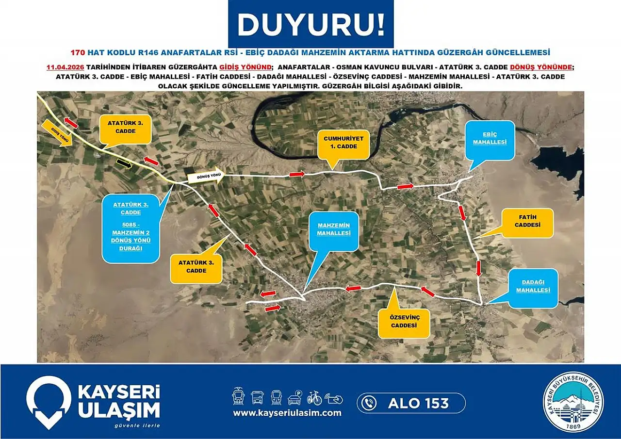 Kayseri'de toplu taşımada yeni dönem başladı! Hatlar ve saatler değişti