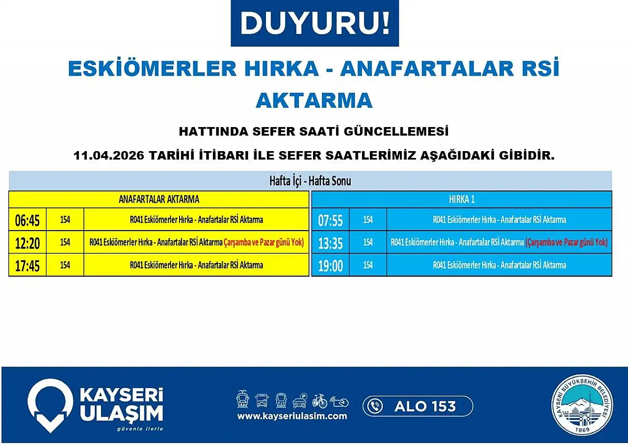Kayseri'de toplu taşımada yeni dönem başladı! Hatlar ve saatler değişti