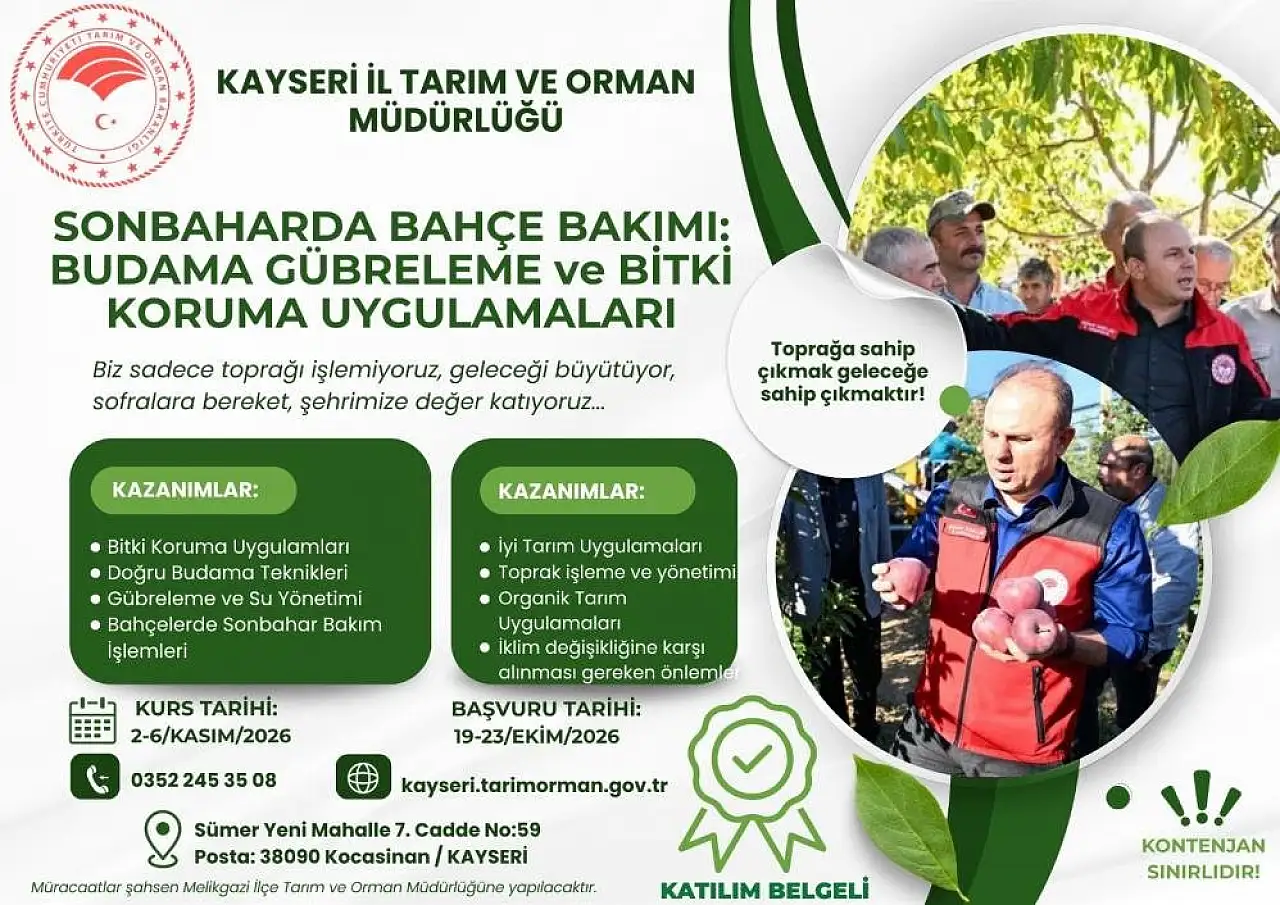 Kayseri'de bahçesi olanlar dikkat! Başvurular 19 Ekim'de başlıyor