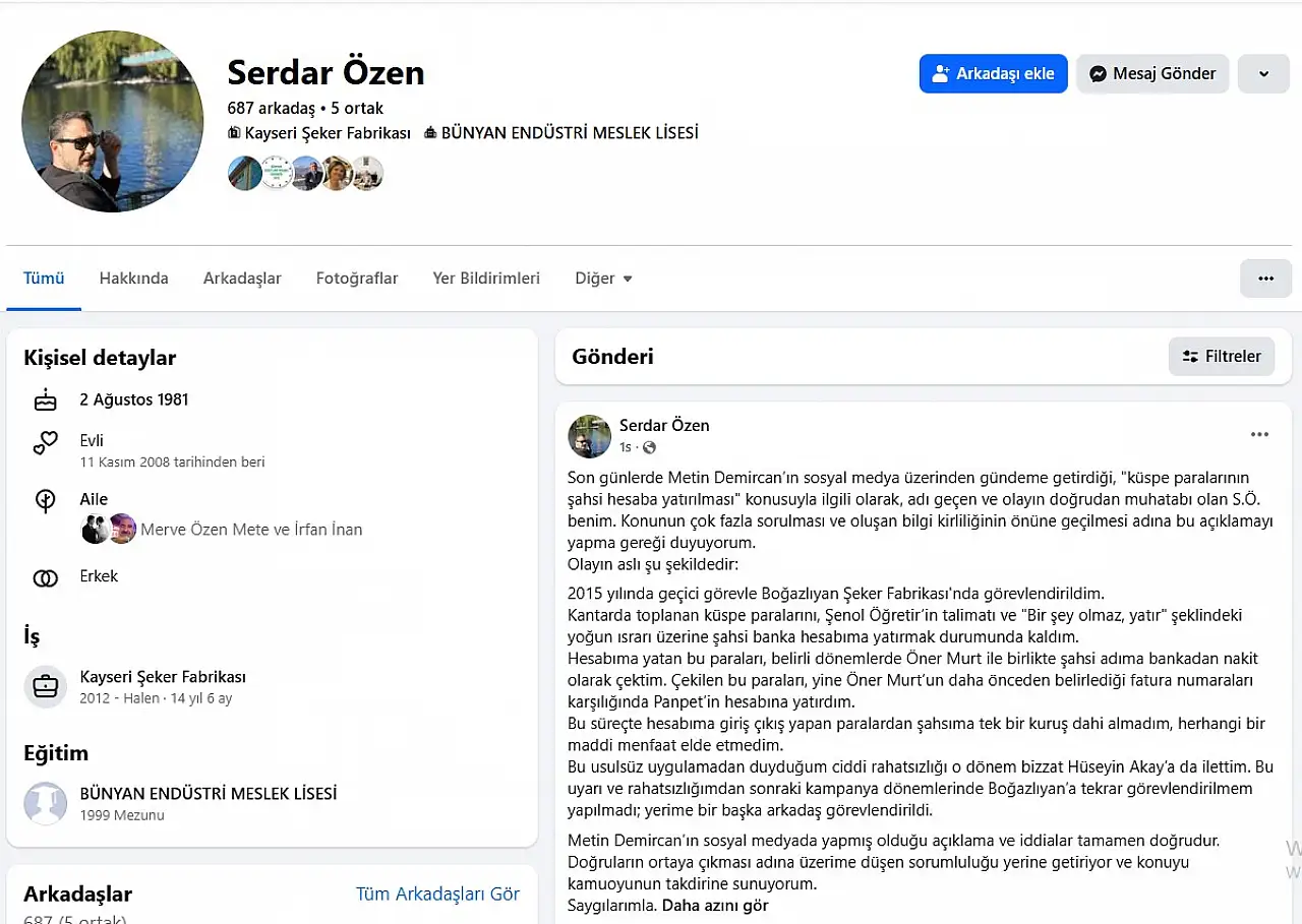 'S.Ö. benim' dedi ve Kayseri Şeker ile ilgili o iddiayı doğruladı!