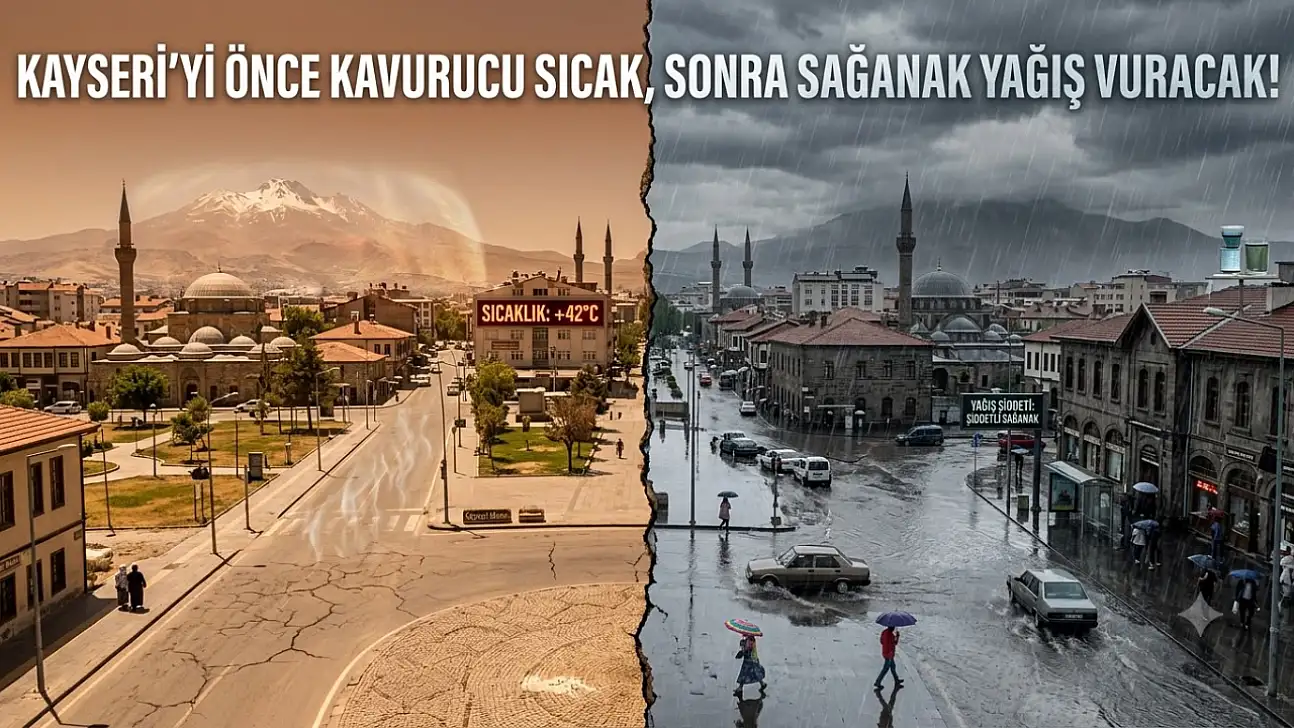 Kayseri'yi önce kavurucu sıcak, sonra sağanak yağış vuracak!