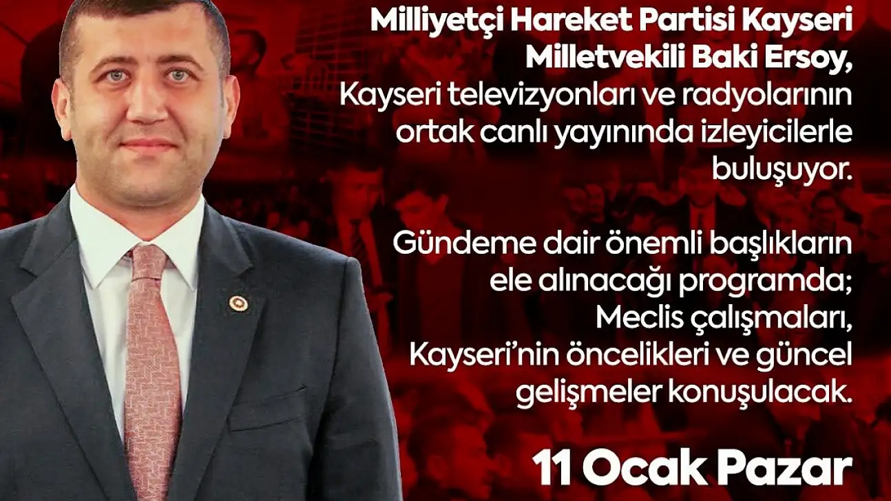 Milletvekili Ersoy ortak yayında soruları yanıtlayacak