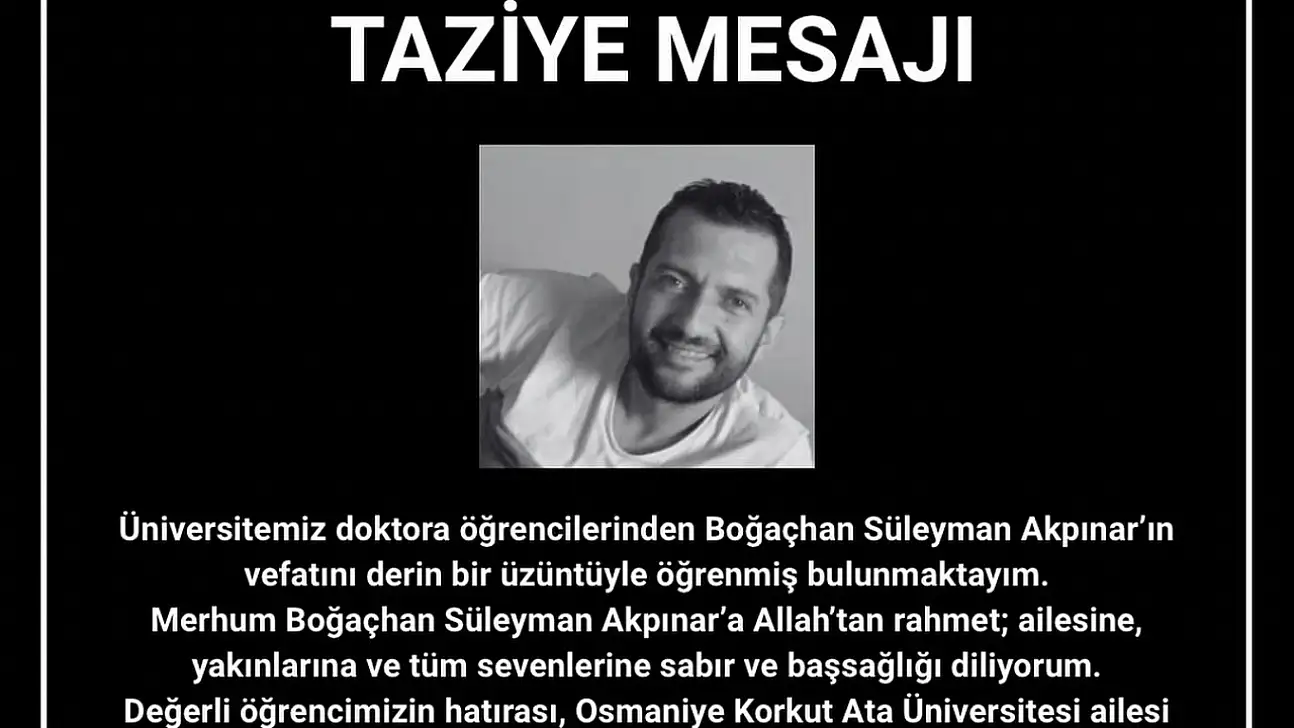 Sarızlı Doktora Öğrencisi Osmaniye'de hayatını kaybetti