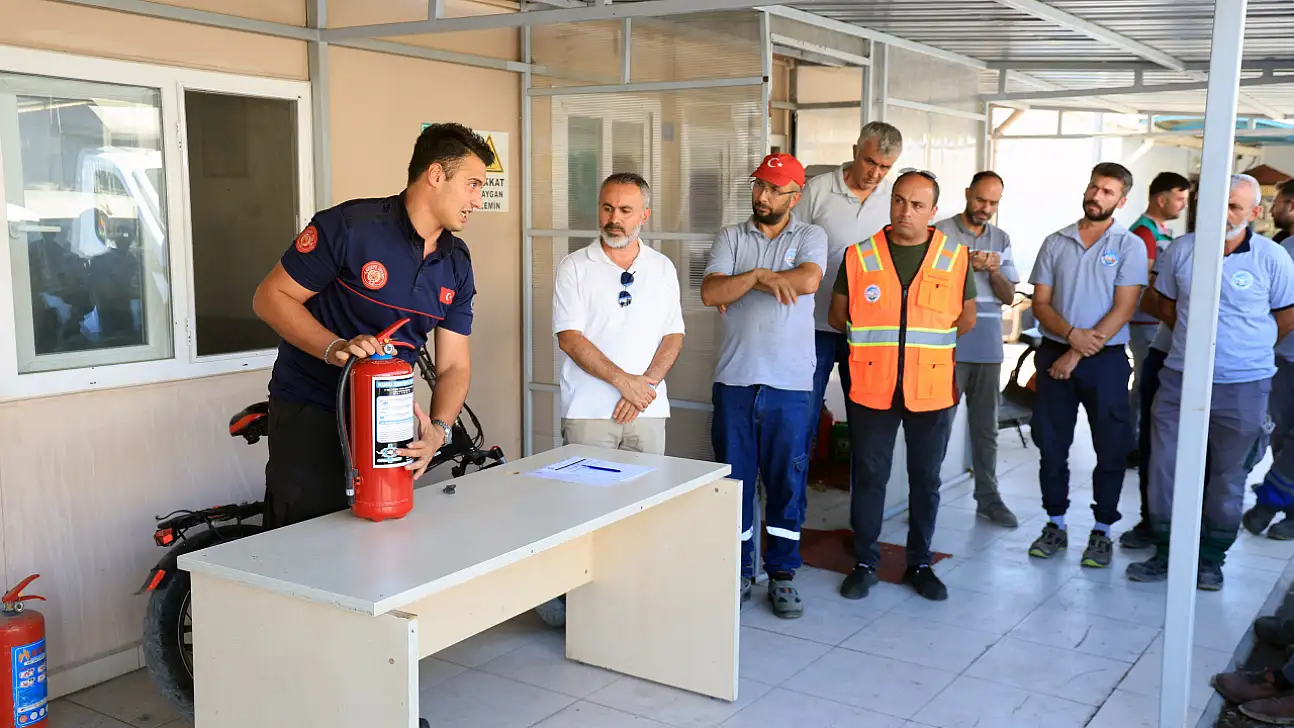 Talas Belediyesi'nden şantiye personellerine yangın eğitimi