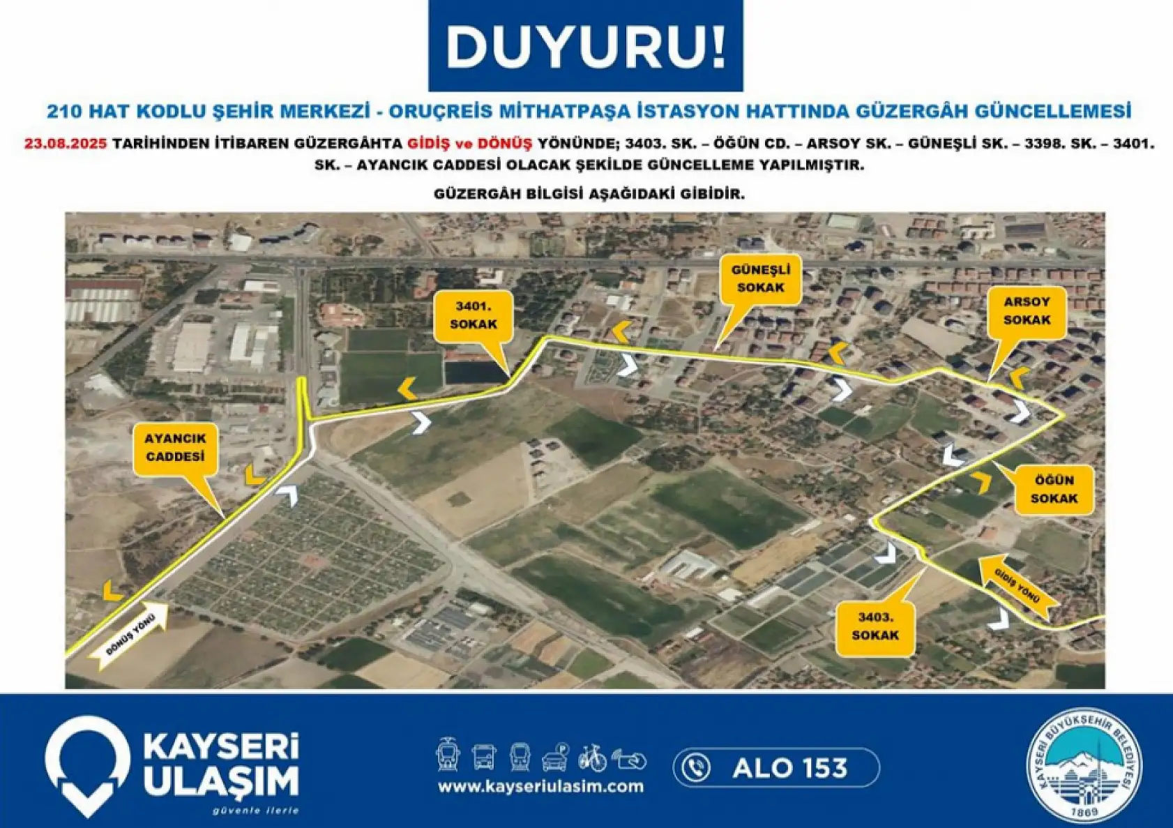 Dikkat! 6 hatta güzergah 1 hatta sefer saati güncellemesi yapıldı