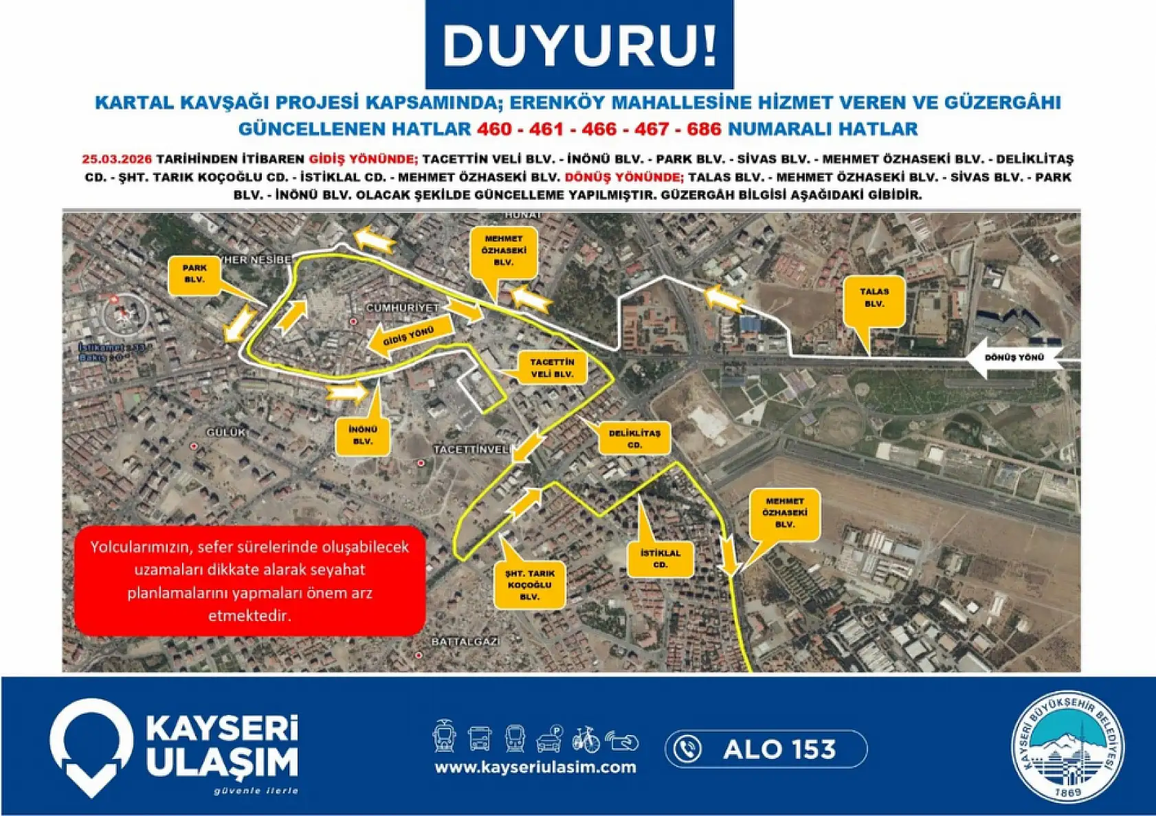 Başkan Büyükkılıç duyurdu: İşte Kartal Kavşağı'nı kullanan otobüsler için alternatif yollar