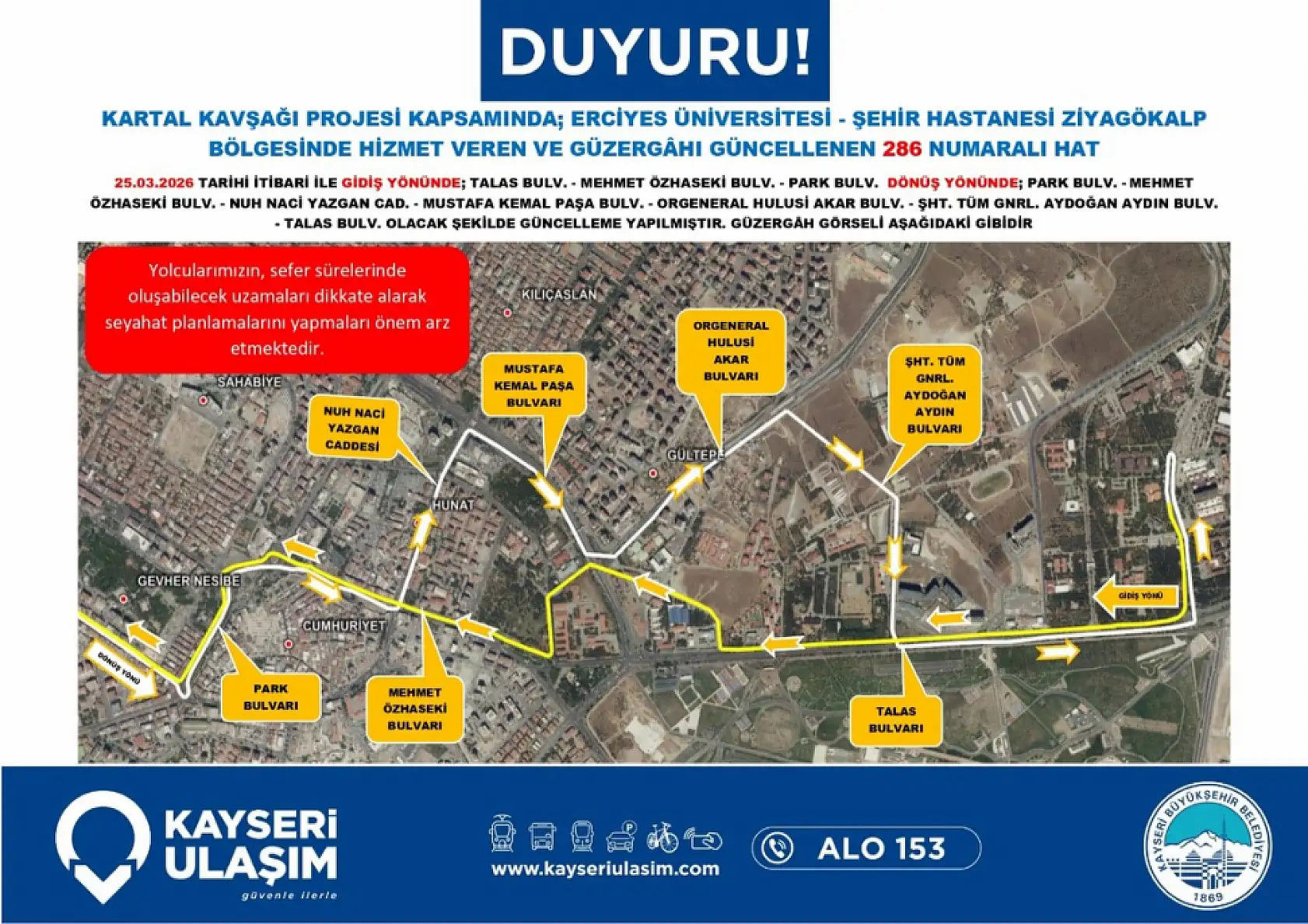 Başkan Büyükkılıç duyurdu: İşte Kartal Kavşağı'nı kullanan otobüsler için alternatif yollar