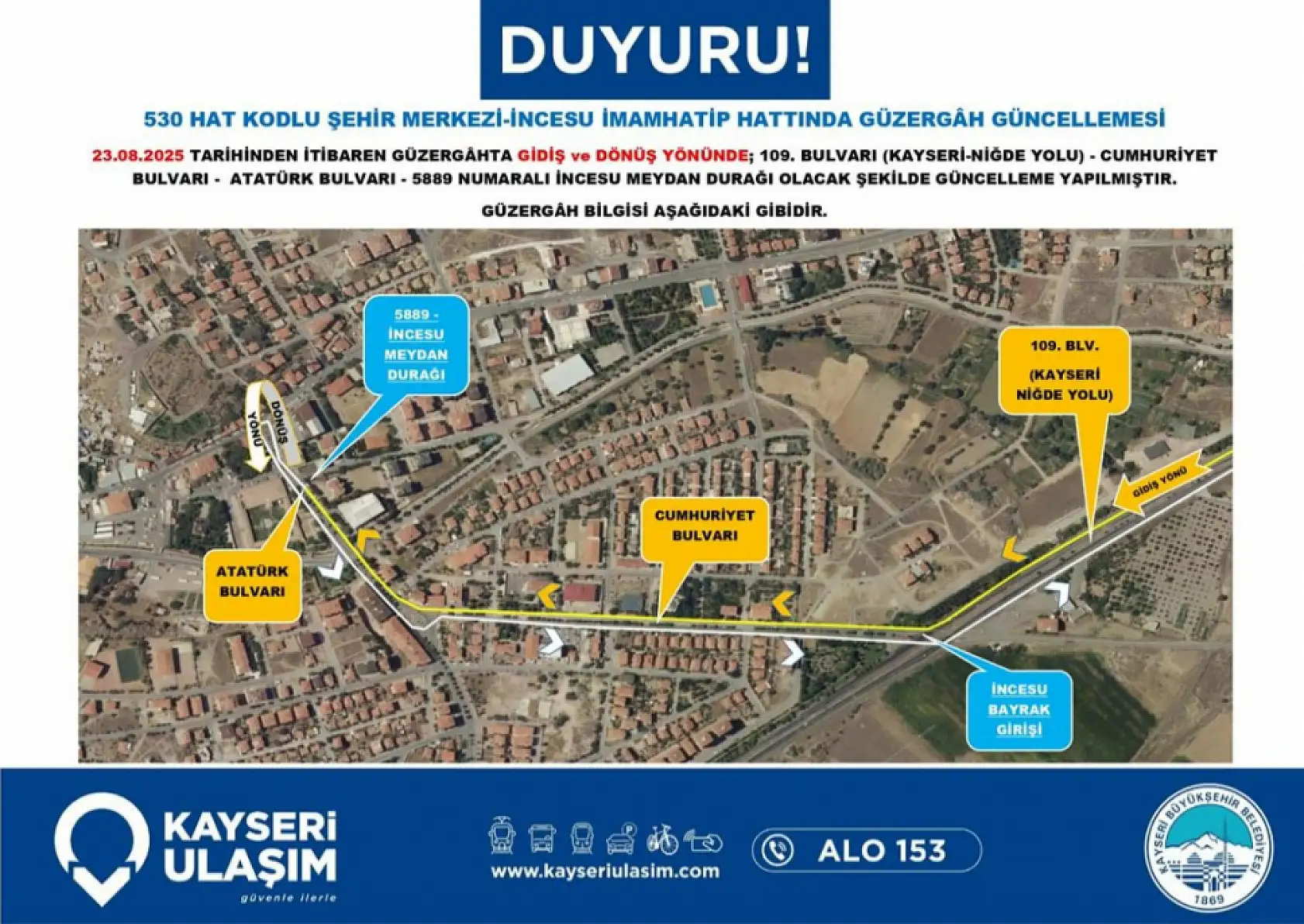 Dikkat! 6 hatta güzergah 1 hatta sefer saati güncellemesi yapıldı