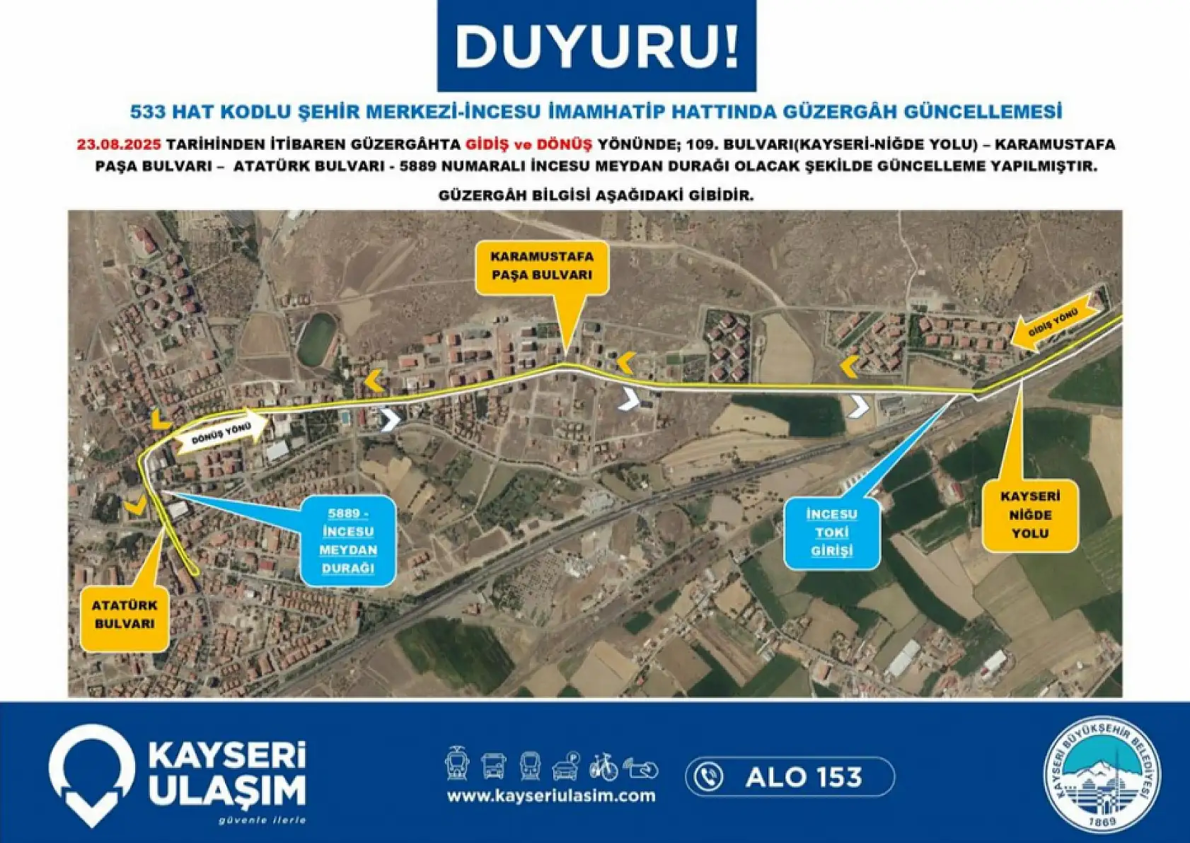 Dikkat! 6 hatta güzergah 1 hatta sefer saati güncellemesi yapıldı