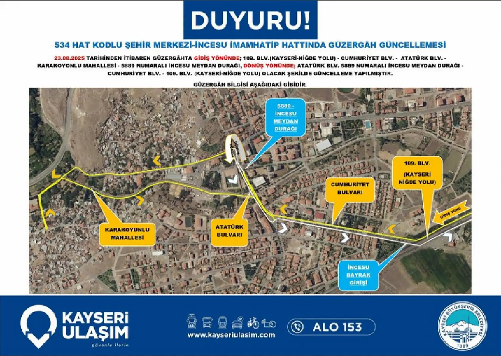Dikkat! 6 hatta güzergah 1 hatta sefer saati güncellemesi yapıldı